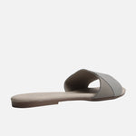 Sandalia plana curazao de cuero para mujer - Gris