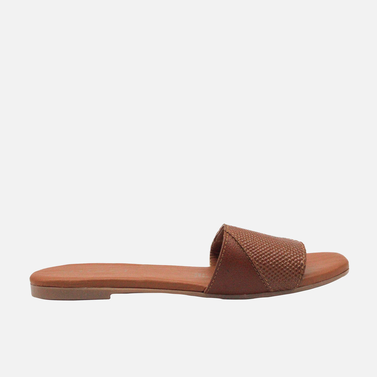Sandalia plana curazao de cuero para mujer - Miel