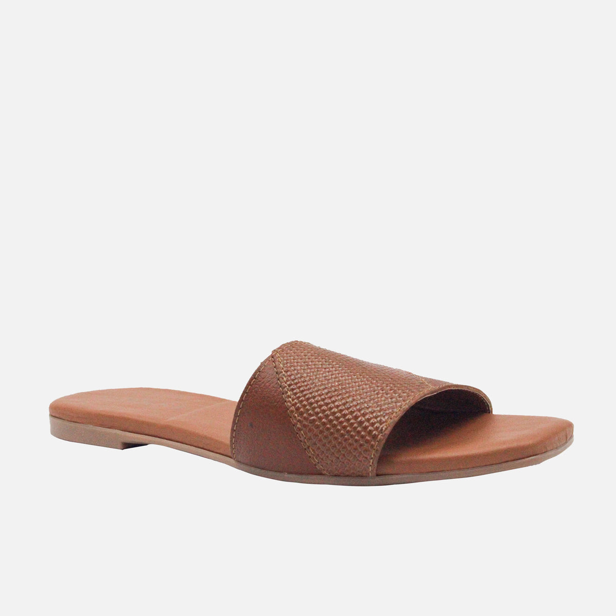 Sandalia plana curazao de cuero para mujer - Miel