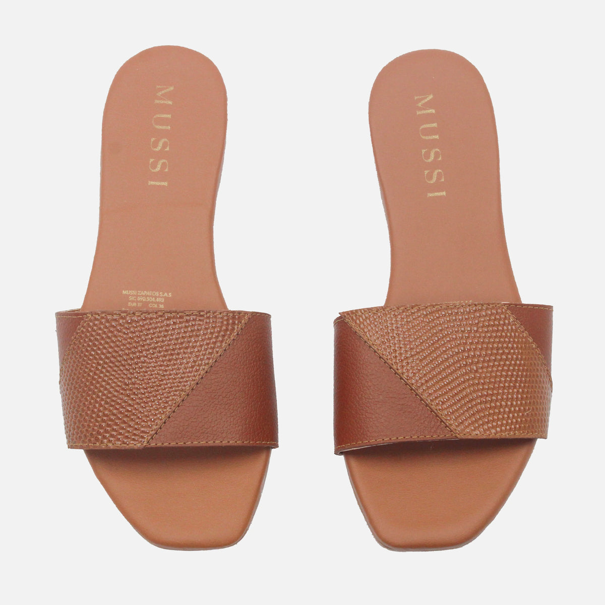 Sandalia plana curazao de cuero para mujer - Miel