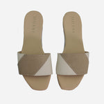 Sandalia plana curazao de cuero para mujer - Taupe