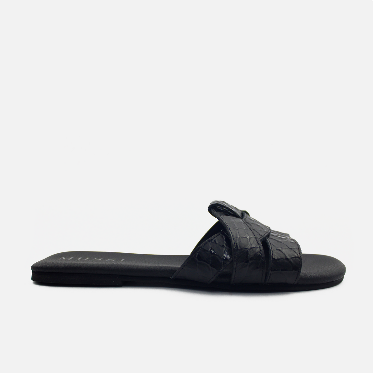 Sandalia plana glasgow de cuero para mujer - Negro