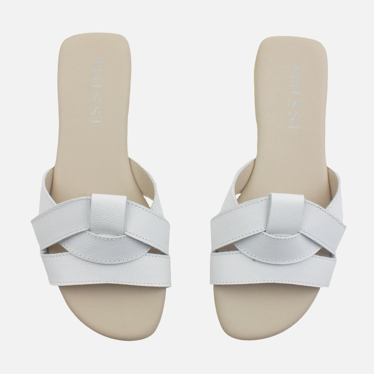 Sandalia plana glasgow de cuero para mujer - Blanco