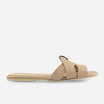 Sandalia plana glasgow de cuero para mujer - Beige
