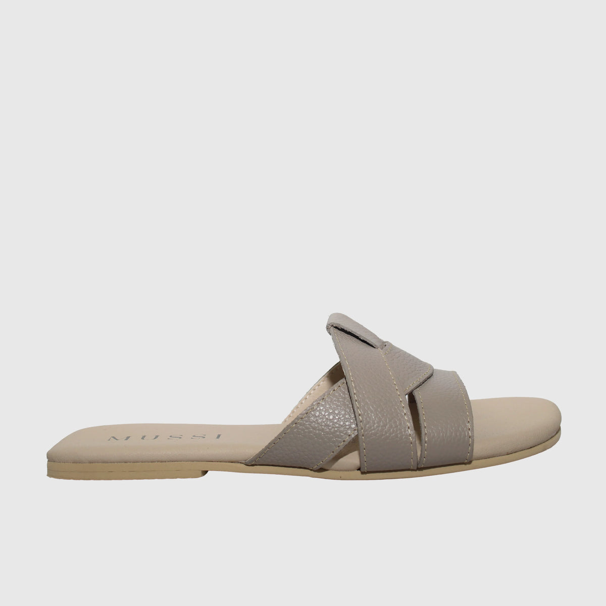 Sandalia plana glasgow de cuero para mujer - Gris