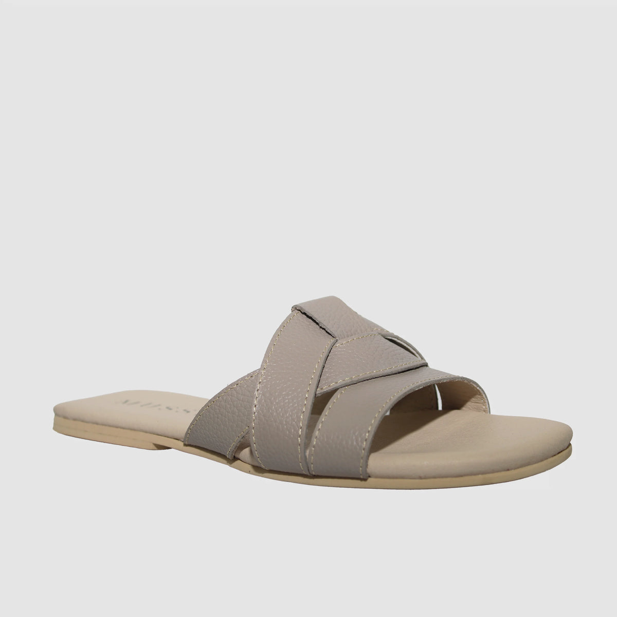 Sandalia plana glasgow de cuero para mujer - Gris
