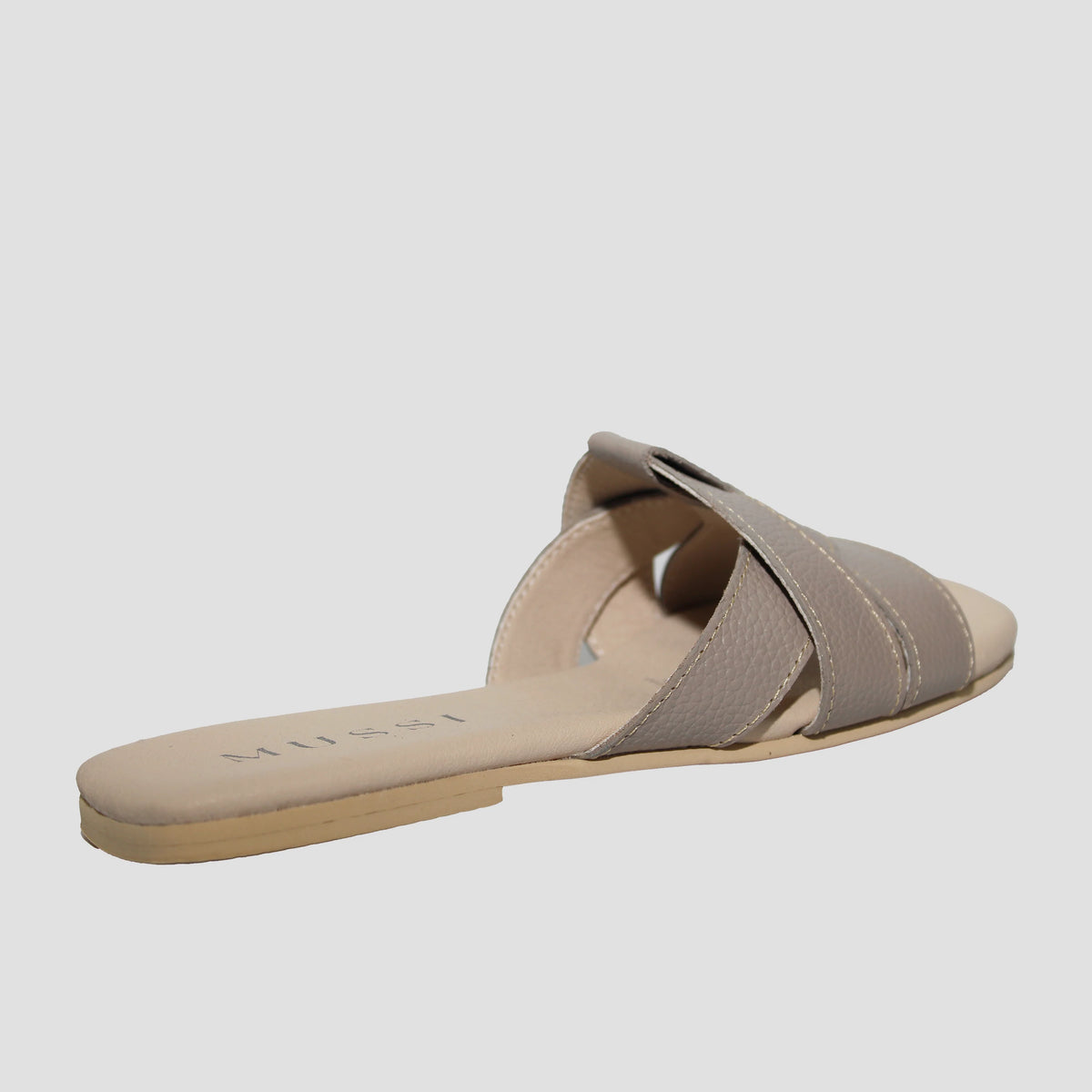 Sandalia plana glasgow de cuero para mujer - Gris