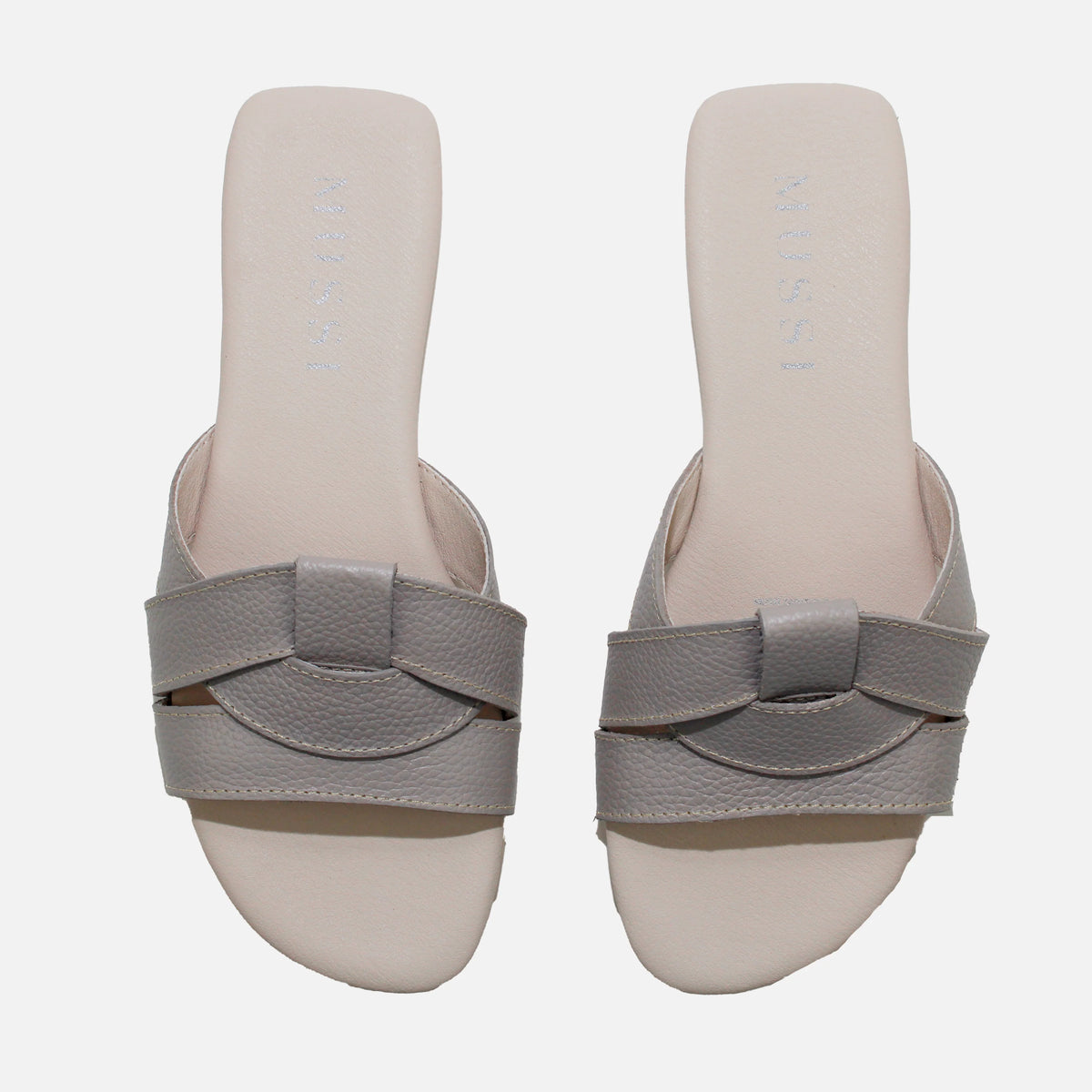 Sandalia plana glasgow de cuero para mujer - Gris