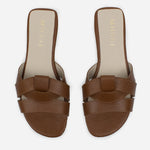 Sandalia plana glasgow de cuero para mujer - Miel