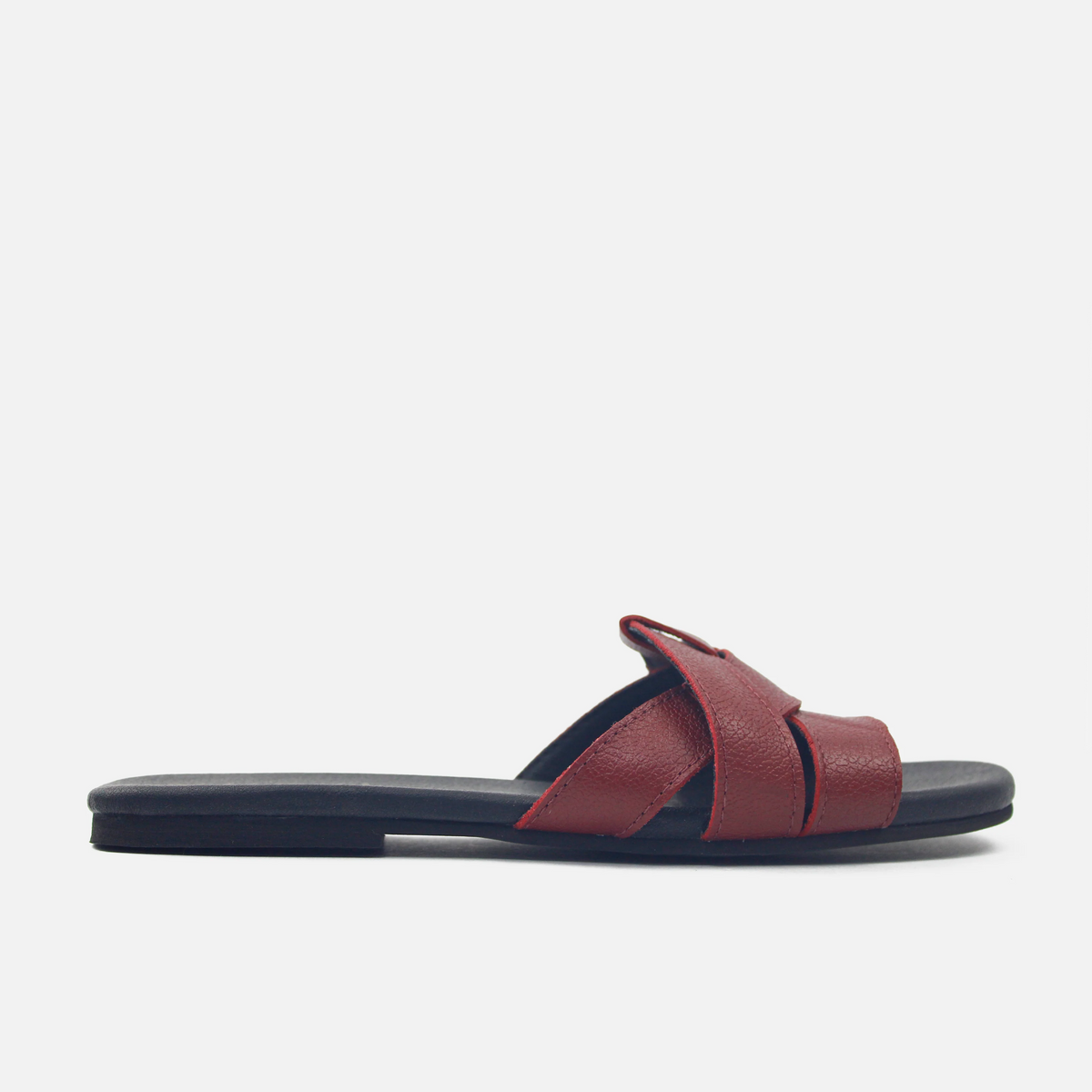 Sandalia plana glasgow de cuero para mujer - Vino