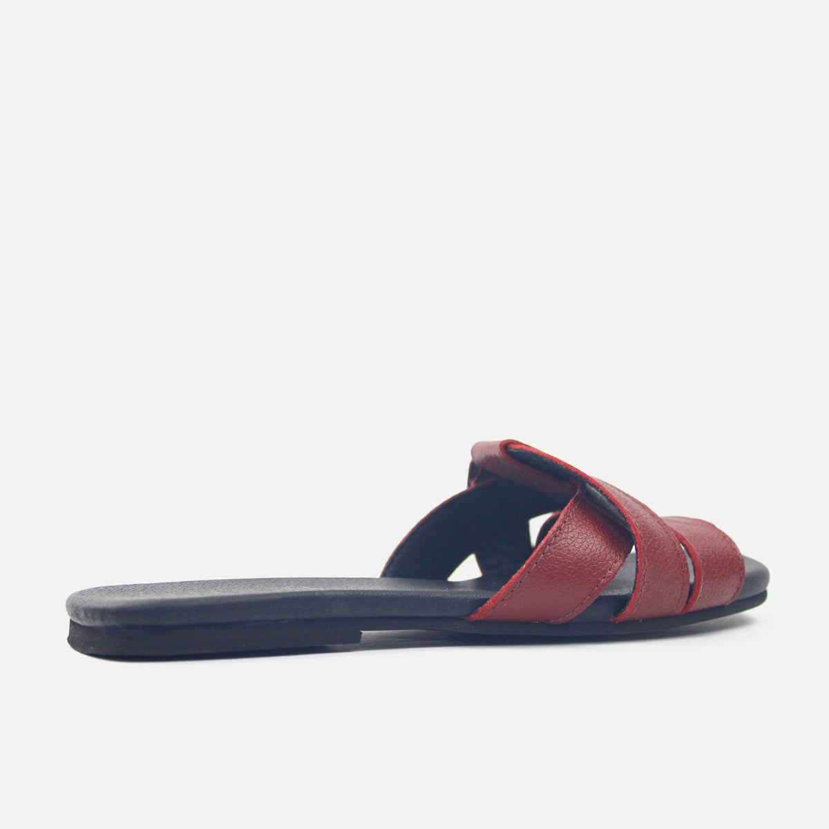 Sandalia plana glasgow de cuero para mujer - Vino