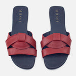 Sandalia plana glasgow de cuero para mujer - Vino