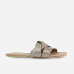 Sandalia plana glasgow de cuero para mujer - Champaña