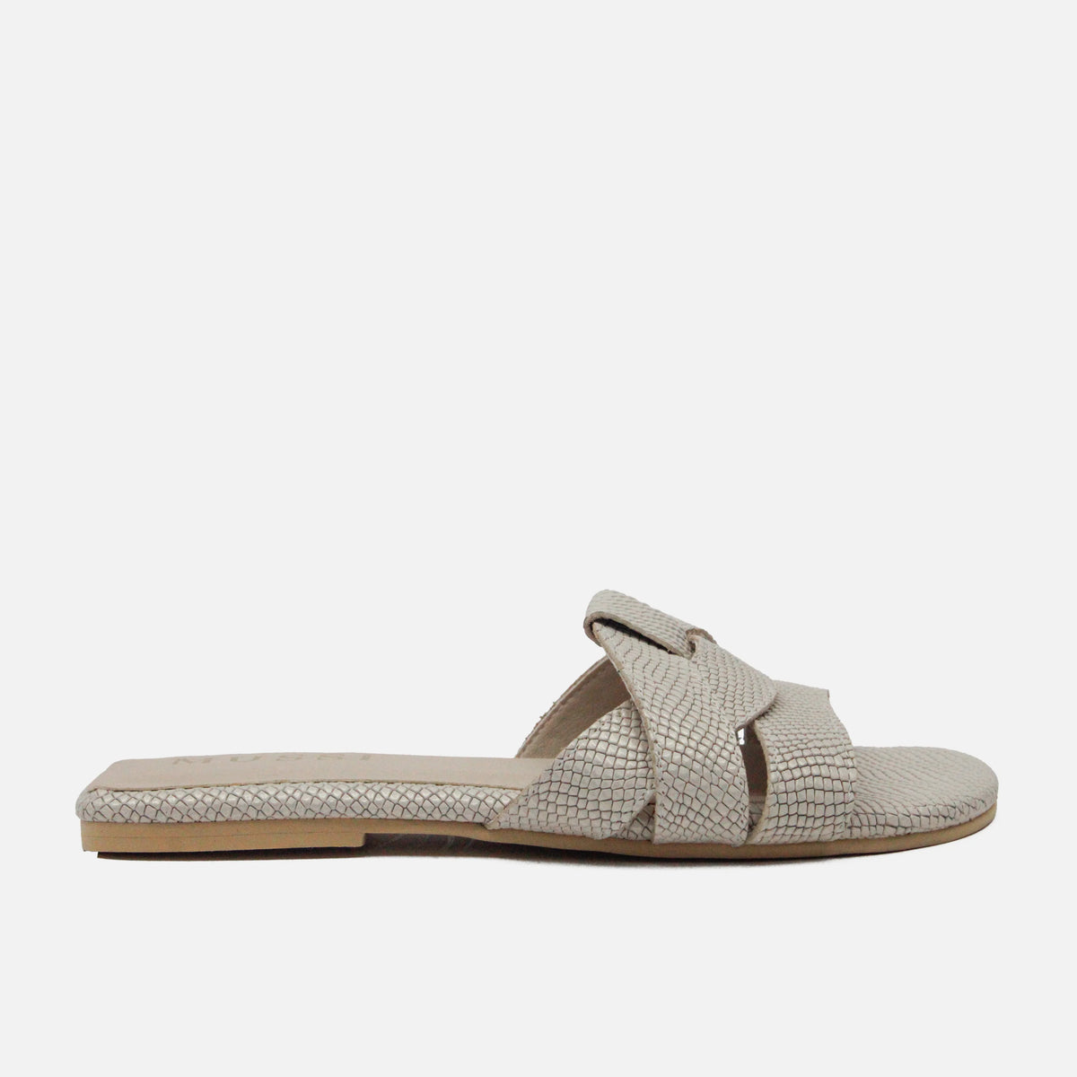 Sandalia plana glasgow de cuero para mujer - Hueso