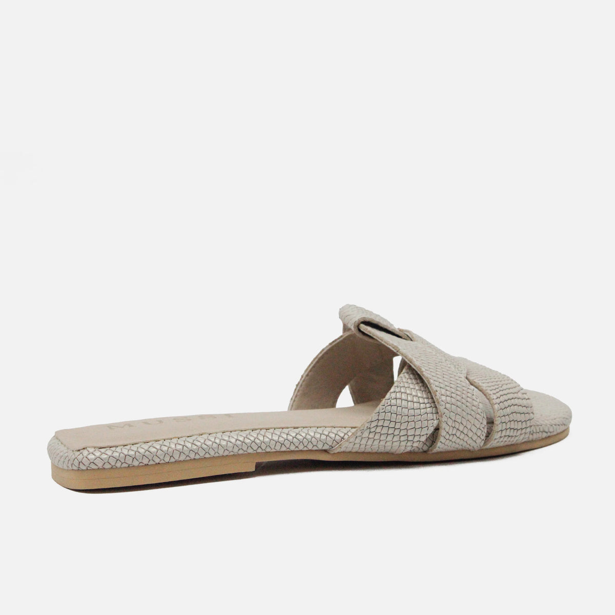 Sandalia plana glasgow de cuero para mujer - Hueso