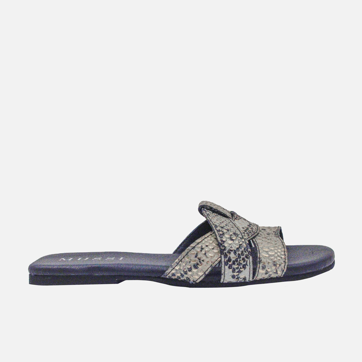 Sandalia plana glasgow de cuero para mujer - Negro