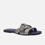 Sandalia plana glasgow de cuero para mujer - Negro