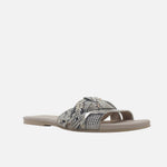 Sandalia plana glasgow de cuero carnaza para mujer - Pitón