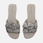 Sandalia plana glasgow de cuero carnaza para mujer - Pitón