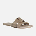 Sandalia plana glasgow de cuero para mujer - Oro