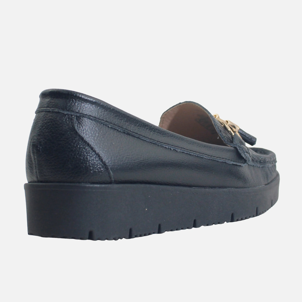 Mocasin plataforma siena de cuero para mujer - Negro