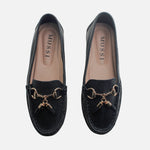 Mocasin plataforma siena de cuero para mujer - Negro