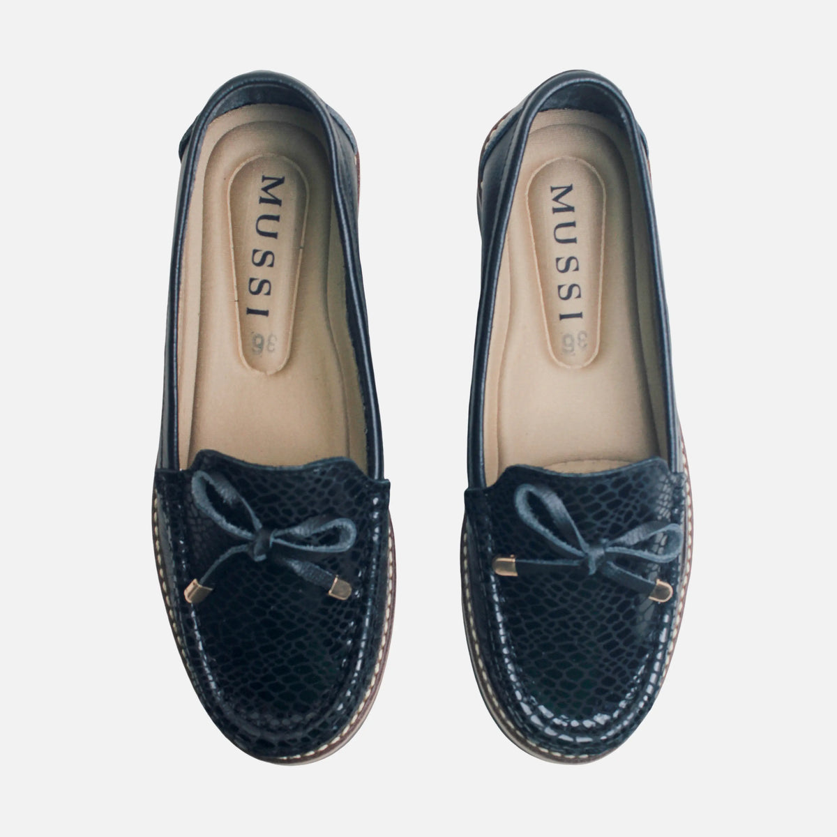 Mocasin plataforma lyra de cuero para mujer - Negro