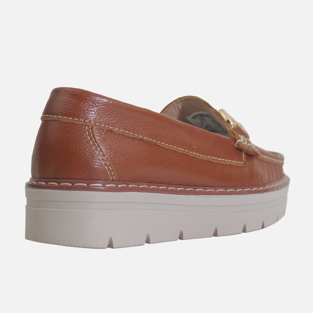Mocasin plataforma lluvia de cuero para mujer - Miel