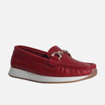 Mocasin plataforma maris de cuero para mujer - Rojo