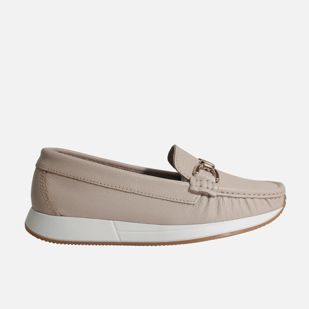 Mocasin plataforma maris de cuero para mujer - Taupe