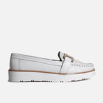 Mocasin plataforma rosel de cuero para mujer - Hueso