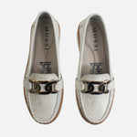 Mocasin plataforma rosel de cuero para mujer - Hueso