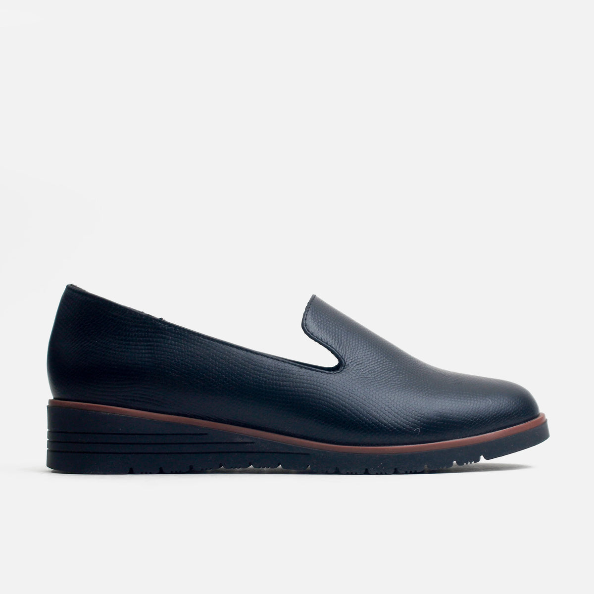 Mocasin plataforma maia de cuero para mujer - Negro