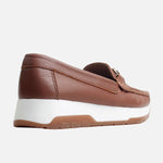 Mocasin plataforma malia de cuero para mujer - Almendra