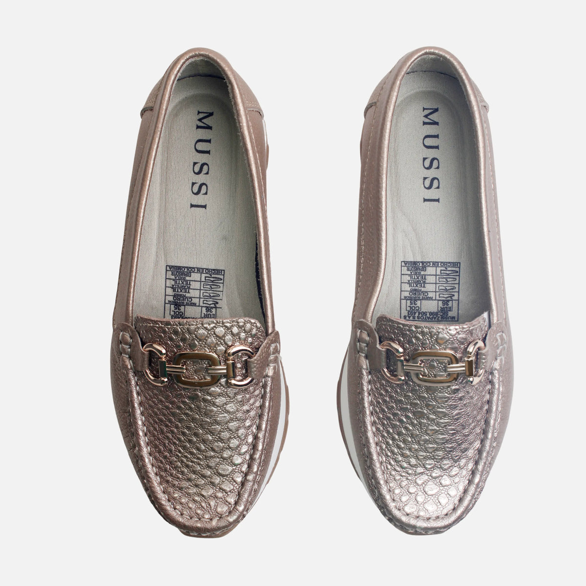 Mocasin plataforma malia de cuero para mujer - Bronce