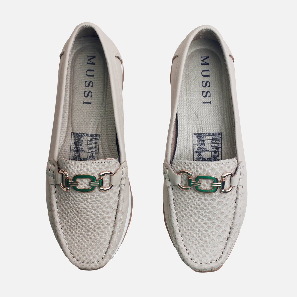 Mocasin plataforma malia de cuero para mujer - Hueso