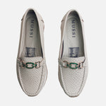 Mocasin plataforma malia de cuero para mujer - Hueso