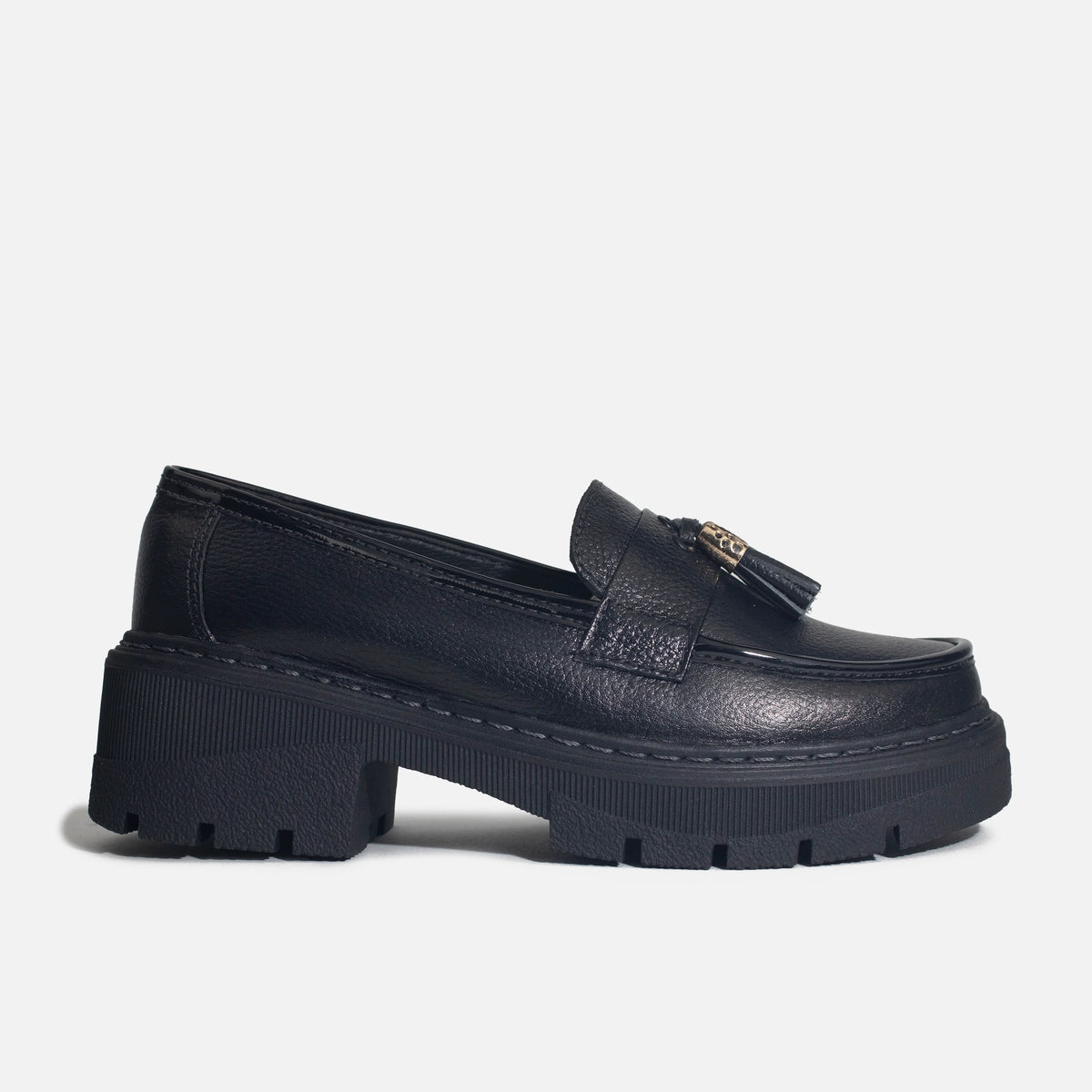 Mocasin tractorado halia de cuero para mujer - Negro