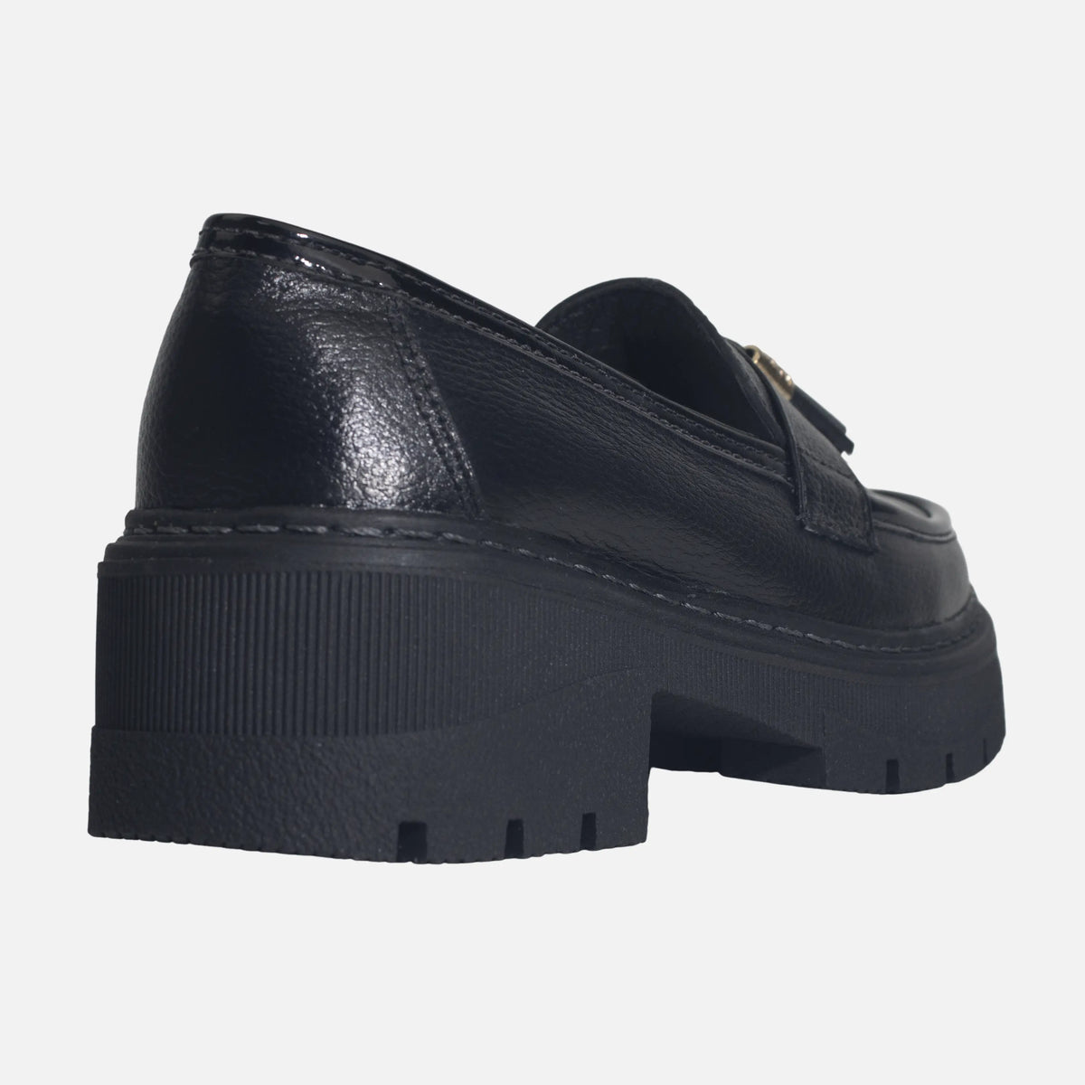 Mocasin tractorado halia de cuero para mujer - Negro