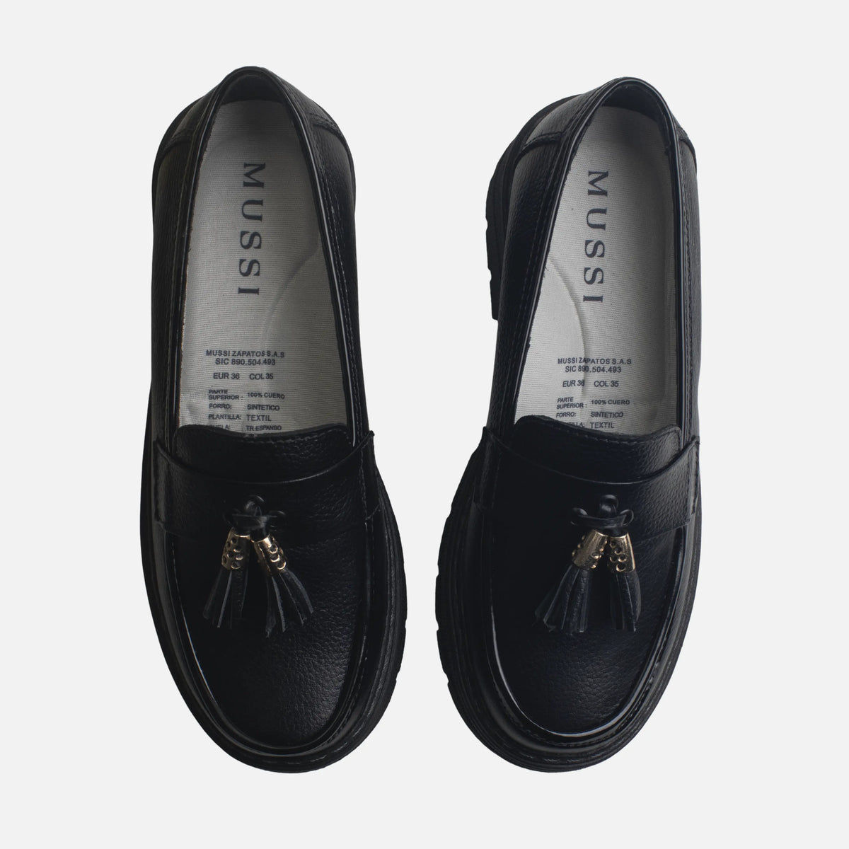 Mocasin tractorado halia de cuero para mujer - Negro