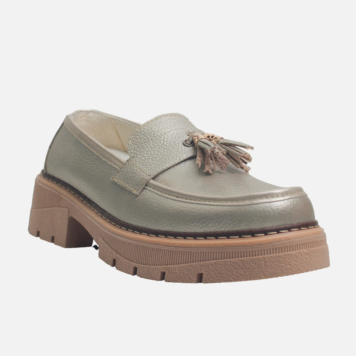 Mocasin tractorado halia de cuero para mujer - Oro