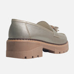 Mocasin tractorado halia de cuero para mujer - Oro