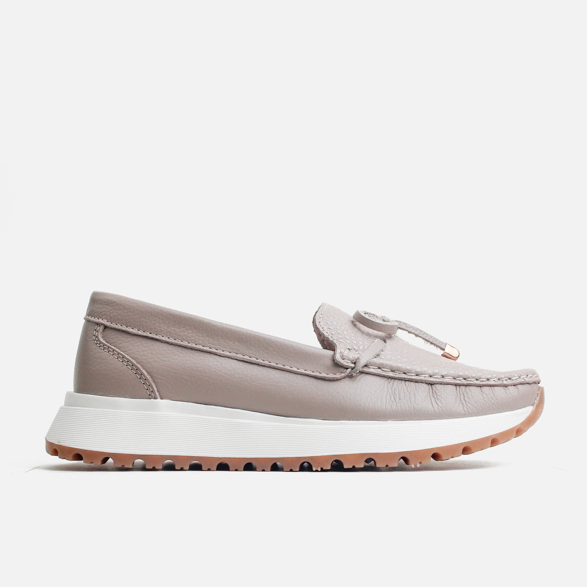 Mocasin plataforma mistral de cuero para mujer - Beige