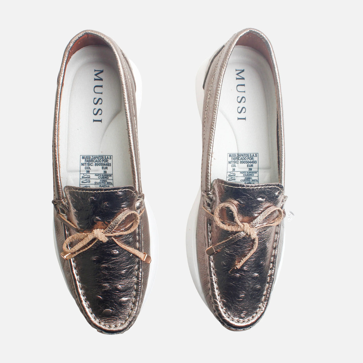 Mocasin plataforma mistral de cuero para mujer - Bronce