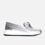 Mocasin plataforma mistral de cuero para mujer - Plateado