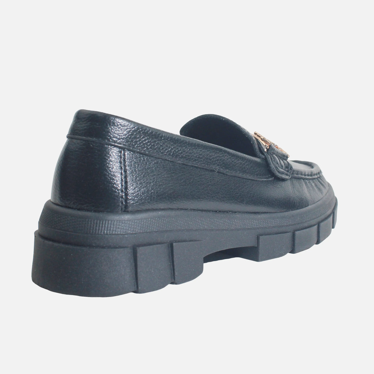 Mocasin tractorado amelie de cuero para mujer - Negro