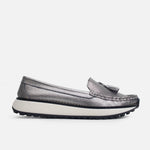 Mocasin plataforma carina de cuero para mujer - Plateado