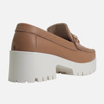 Mocasin tractorado dora de cuero para mujer - Almendra