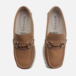 Mocasin tractorado dora de cuero para mujer - Almendra