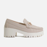 Mocasin tractorado dora de cuero para mujer - Nude